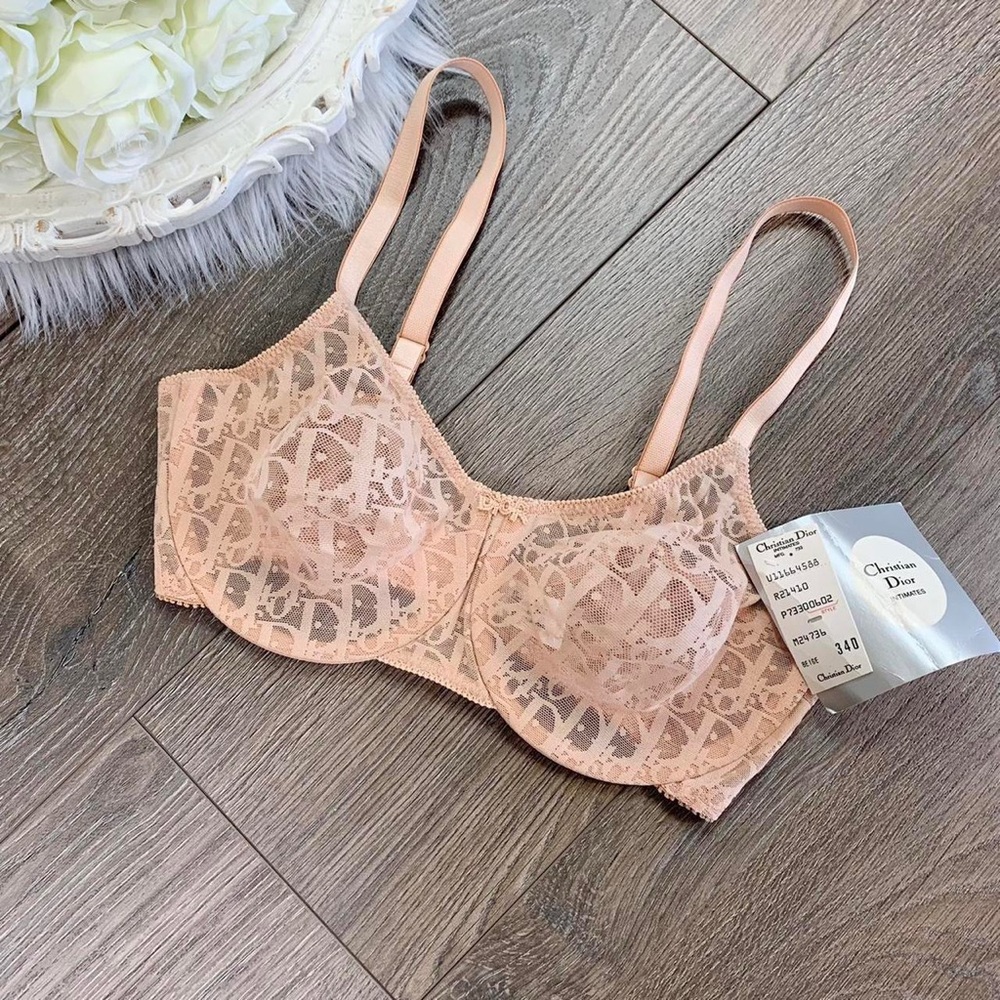 SOLD 34D Vintage Christian Dior John Galliano Deadstock Nude Monogram Bra
